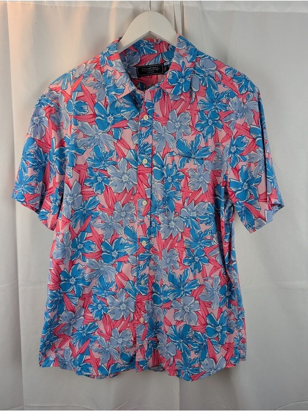 Vineyard Vines Mens Short Sleeve Floral Hawaiian Cotton Shirt Size L EUC